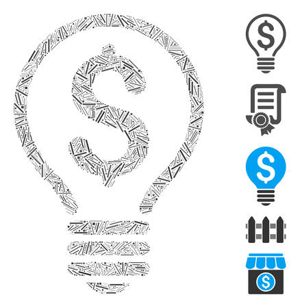 Dash Mosaic based on patent icon. Mosaic vector patent is designed with random hatch dots. Bonus icons are added.のイラスト素材