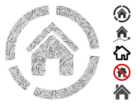 Dash Mosaic based on realty diagram icon. Mosaic vector realty diagram is designed with scattered dash elements. Bonus icons are added.のイラスト素材