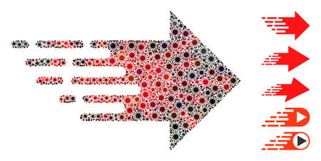 Coronavirus mosaic express right movement icon. Mosaic vector is formed with express right movement...