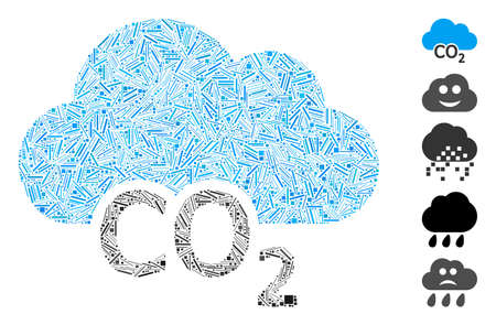 Hatch Mosaic based on carbon cloud icon. Mosaic vector carbon cloud is designed with scattered hatch dots. Bonus icons are added.のイラスト素材