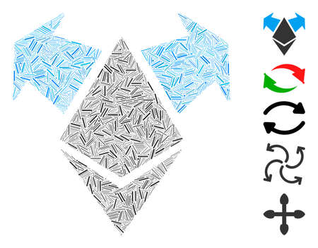 Dash Mosaic based on Ethereum spend arrows icon. Mosaic vector Ethereum spend arrows is created with...