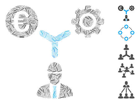 Dash Mosaic based on Euro development relations icon. Mosaic vector Euro development relations is created with scattered dash elements. Bonus icons are added.のイラスト素材