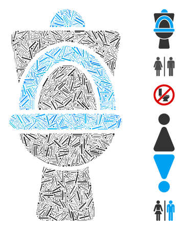 Hatch Mosaic based on toilet pan icon. Mosaic vector toilet pan is created with randomized hatch dots. Bonus icons are added.のイラスト素材
