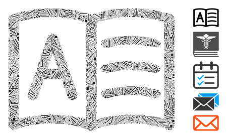 Hatch Mosaic based on addresses icon. Mosaic vector addresses is composed with randomized hatch spots. Bonus icons are added.のイラスト素材