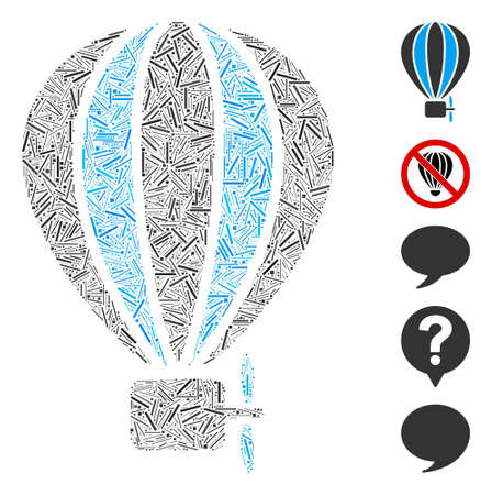 Dash Mosaic based on aerostat balloon icon. Mosaic vector aerostat balloon is designed with random hatch spots. Bonus icons are added.のイラスト素材
