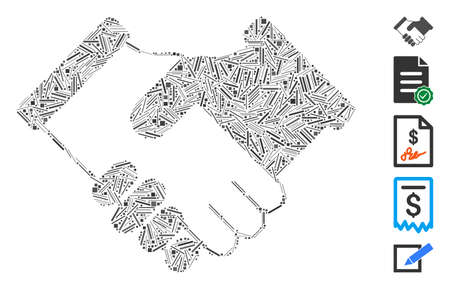 Line Mosaic based on agreement icon. Mosaic vector agreement is composed with scattered line spots. Bonus icons are added.のイラスト素材