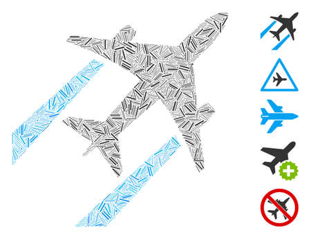 Line Mosaic based on air jet trace icon. Mosaic vector air jet trace is created with randomized line items. Bonus icons are added.のイラスト素材