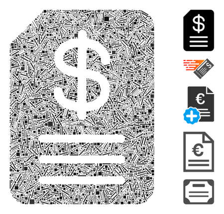 Line Mosaic based on budget invoice icon. Mosaic vector budget invoice is composed with randomized line items. Bonus icons are added.のイラスト素材