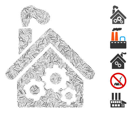 Line Mosaic based on smoking garage factory icon. Mosaic vector smoking garage factory is created with randomized line dots. Bonus icons are added.のイラスト素材