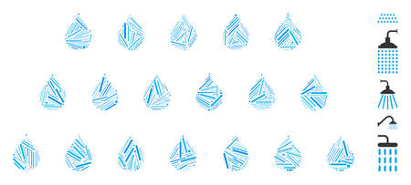 Line Mosaic based on rain drops icon. Mosaic vector rain drops is created with scattered line elements. Bonus icons are added.のイラスト素材