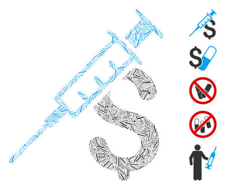 Hatch Mosaic based on drug business icon. Mosaic vector drug business is formed with randomized hatch elements. Bonus icons are added.のイラスト素材