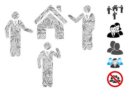 Dash Mosaic based on realty discuss persons icon. Mosaic vector realty discuss persons is designed with scattered hatch dots. Bonus icons are added.のイラスト素材