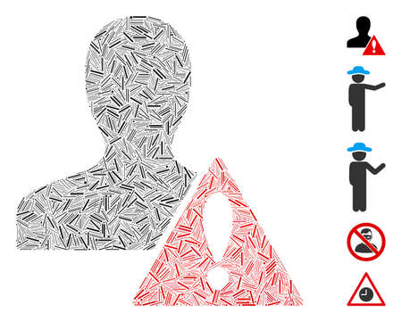 Hatch Mosaic based on user risk management icon. Mosaic vector user risk management is created with random hatch items. Bonus icons are added.のイラスト素材