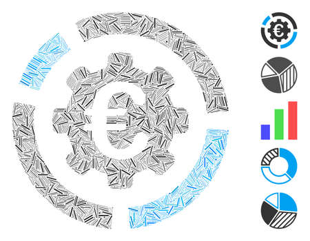 Hatch Mosaic based on Euro diagram configuration icon. Mosaic vector Euro diagram configuration is formed with randomized hatch items. Bonus icons are added.のイラスト素材