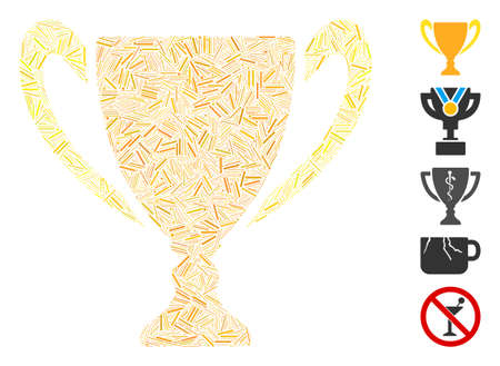 Dash Mosaic based on goblet cup icon. Mosaic vector goblet cup is formed with randomized dash items. Bonus icons are added.のイラスト素材