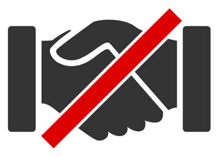 Vector forbidden handshakes flat icon. Vector pictograph style is a flat symbol forbidden handshakes icon on a white background.のイラスト素材
