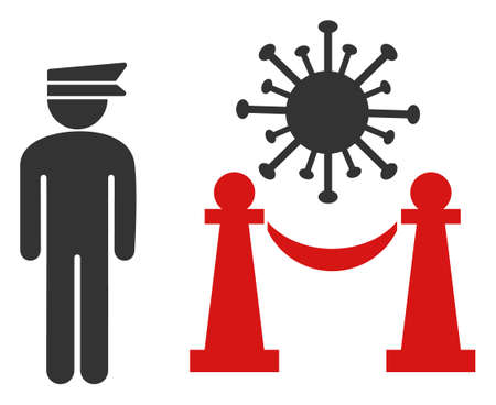 Vector virus quarantine police flat icon. Vector pictogram style is a flat symbol virus quarantine police icon on a white background.のイラスト素材