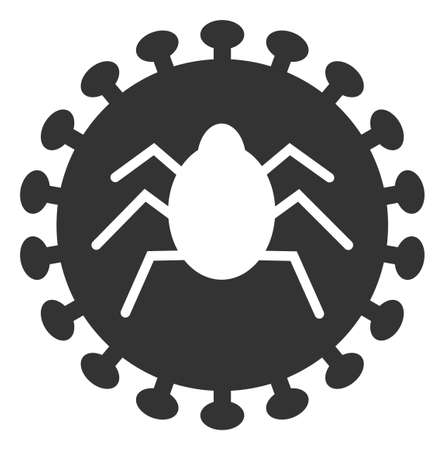 Vector bug virus flat icon. Vector pictograph style is a flat symbol bug virus icon on a white background.のイラスト素材