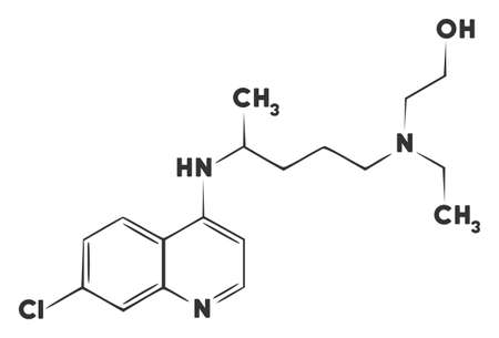 Vector hydroxychloroquine formula flat icon. Vector pictograph style is a flat symbol hydroxychloroquine formula icon on a white background.のイラスト素材