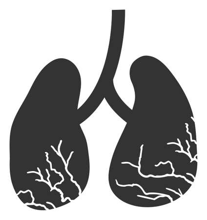 Vector lung cancer flat icon. Vector pictograph style is a flat symbol lung cancer icon on a white background.のイラスト素材
