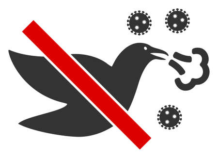 Raster stop bird flu flat icon. Raster pictogram style is a flat symbol stop bird flu icon on a...