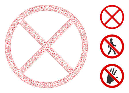 Mesh restricted polygonal symbol vector illustration. Model is based on restricted flat icon. Triangle network forms abstract restricted flat model.のイラスト素材