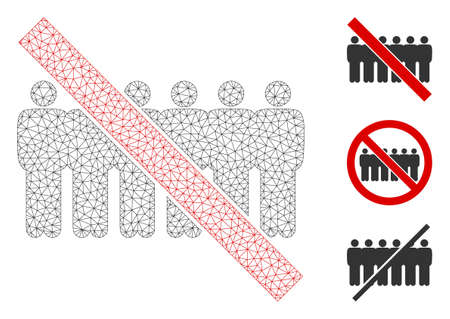 Mesh forbidden people line polygonal symbol vector illustration. Carcass model is based on forbidden people line flat icon. Triangular mesh forms abstract forbidden people line flat model.のイラスト素材