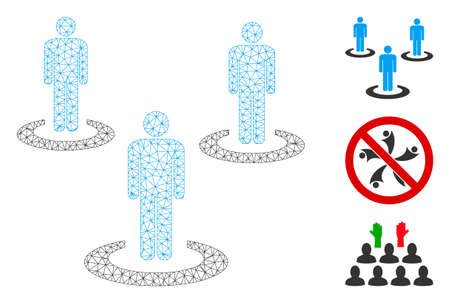 Mesh social isolation polygonal icon vector illustration. Carcass model is based on social isolation flat icon. Triangle network forms abstract social isolation flat carcass.のイラスト素材