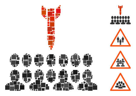 Mosaic Kill all the people icon composed of square items in random sizes and color hues. Vector square items are arranged into abstract mosaic kill all the people icon. Bonus icons are added.のイラスト素材