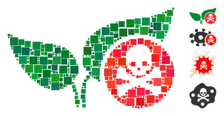 Collage Herbicide icon united from square elements in different sizes and color hues. Vector square items are united into abstract collage herbicide icon. Bonus pictograms are placed.のイラスト素材