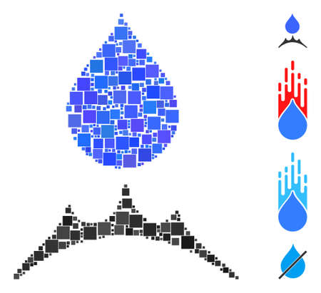 Mosaic Water resistent icon designed from square elements in various sizes and color hues. Vector square items are composed into abstract mosaic water resistent icon. Bonus icons are placed.のイラスト素材