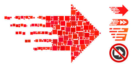 Mosaic Express right movement icon designed from square elements in variable sizes and color hues. Vector square elements are organized into abstract composition express right movement icon.のイラスト素材