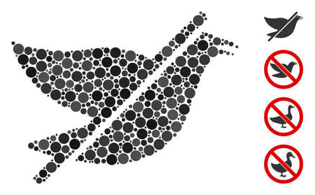 Collage No bird icon composed of spheric elements in various sizes, positions and proportions. Vector circle elements are organized into abstract collage no bird icon. Some bonus icons are added.のイラスト素材