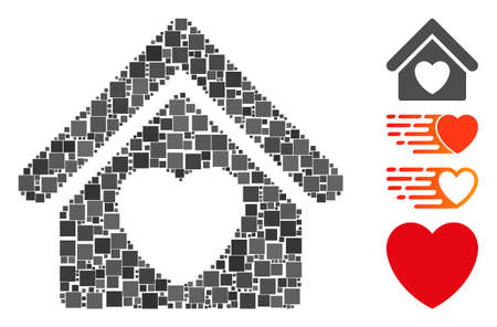 Collage Hospice icon designed from square elements in different sizes and color hues. Vector square elements are grouped into abstract composition hospice icon. Bonus pictograms are added.のイラスト素材