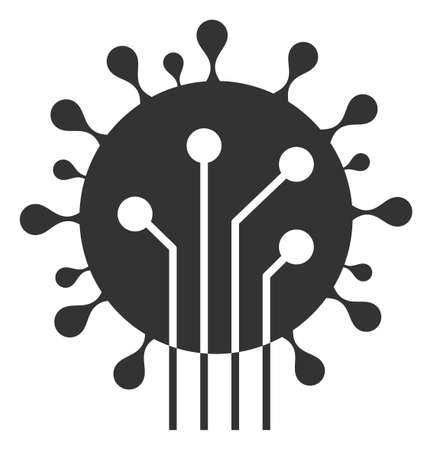 Vector virus circuit flat icon. Vector pictograph style is a flat symbol virus circuit icon on a white background.のイラスト素材