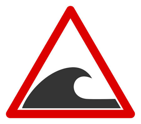 Vector tsunami warning flat icon. Vector pictogram style is a flat symbol tsunami warning icon on a white background.のイラスト素材