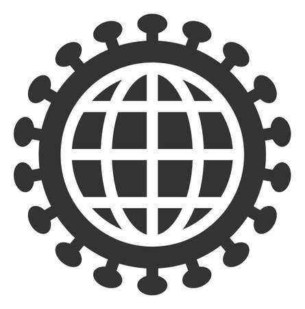 Vector global virus flat icon. Vector pictogram style is a flat symbol global virus icon on a white background.のイラスト素材