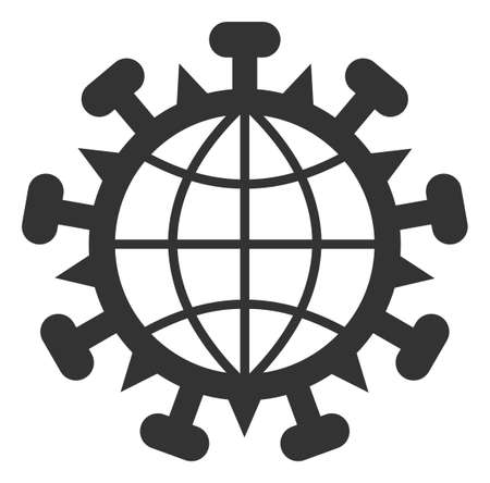 Vector viral globe flat icon. Vector pictogram style is a flat symbol viral globe icon on a white background.のイラスト素材