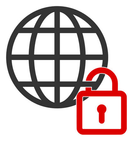 Vector global lock flat icon. Vector pictograph style is a flat symbol global lock icon on a white background.のイラスト素材