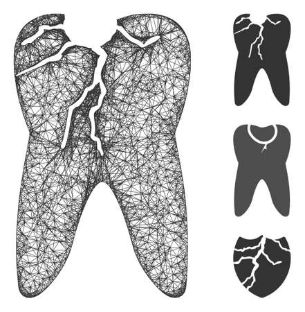 Mesh caries polygonal web icon vector illustration. Carcass model is created from caries flat icon. Triangle mesh forms abstract caries flat carcass.のイラスト素材