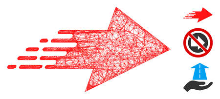 Mesh rush right arrow polygonal web icon vector illustration. Carcass model is based on rush right...