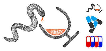 Mesh snake toxin polygonal web symbol vector illustration. Carcass model is based on snake toxin...