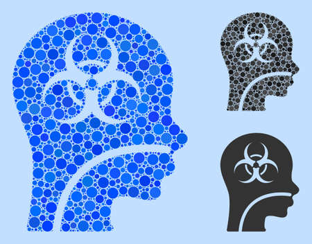 Mosaic Infected patient icon organized from circle elements in various sizes, positions and proportions. Vector blue circle items are organized into abstract mosaic infected patient icon.のイラスト素材