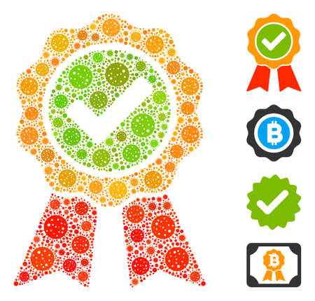 Collage the best constructed from flu virus icons in variable sizes and color hues. Vector infection icons are combined into abstract illustration the best icon. Some bonus icons are added.のイラスト素材
