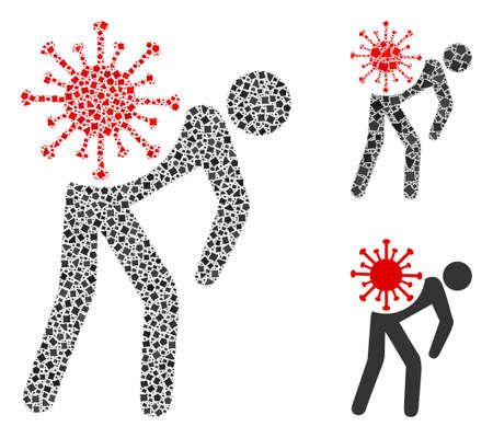 Mosaic Virus carrier icon constructed from tuberous elements in different sizes, positions and proportions. Vector joggly dots are grouped into abstract mosaic virus carrier icon.のイラスト素材
