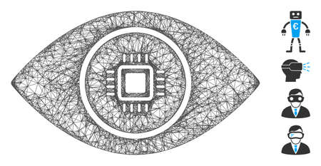 Mesh electronic vision web icon vector illustration. Carcass model is based on electronic vision flat icon. Network forms abstract electronic vision flat carcass.のイラスト素材