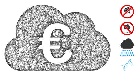 Mesh Euro cloud web icon vector illustration. Carcass model is created from Euro cloud flat icon. Net forms abstract Euro cloud flat model. wireframe flat web network isolated on a white background.のイラスト素材
