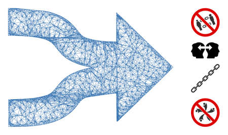 Mesh join arrows web 2d vector illustration. Carcass model is based on join arrows flat icon. Mesh...