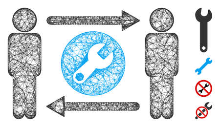 Mesh persons tools exchange web 2d vector illustration. Carcass model is based on persons tools exchange flat icon. Network forms abstract persons tools exchange flat carcass.のイラスト素材