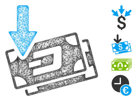 Mesh get arrow Dash banknotes web icon vector illustration. Model is based on get arrow Dash banknotes flat icon. Mesh forms abstract get arrow Dash banknotes flat model.のイラスト素材
